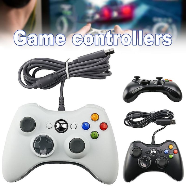 Svart eller vit USB styrd handkontroll Gamepad Joystick kompatibel för Xbox 360 White