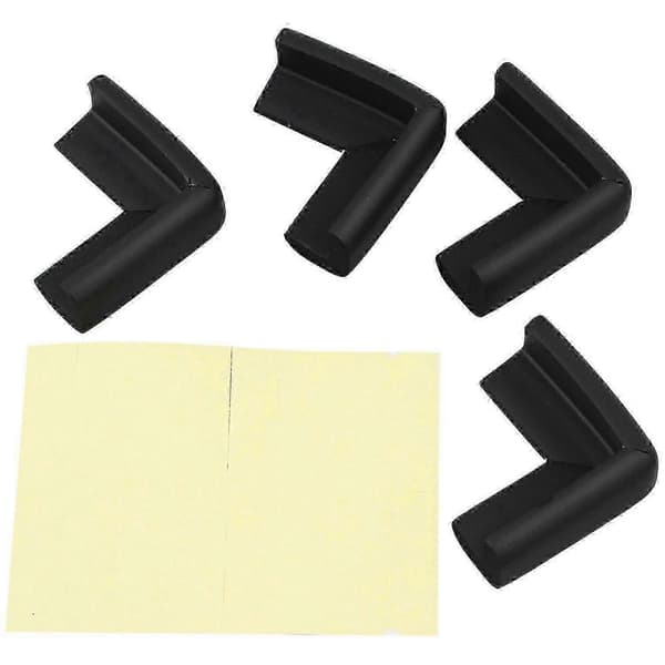 Mjuka hörnskydd för bord och bänkskiva - 4-pack vadderade säkerhetsskydd Black