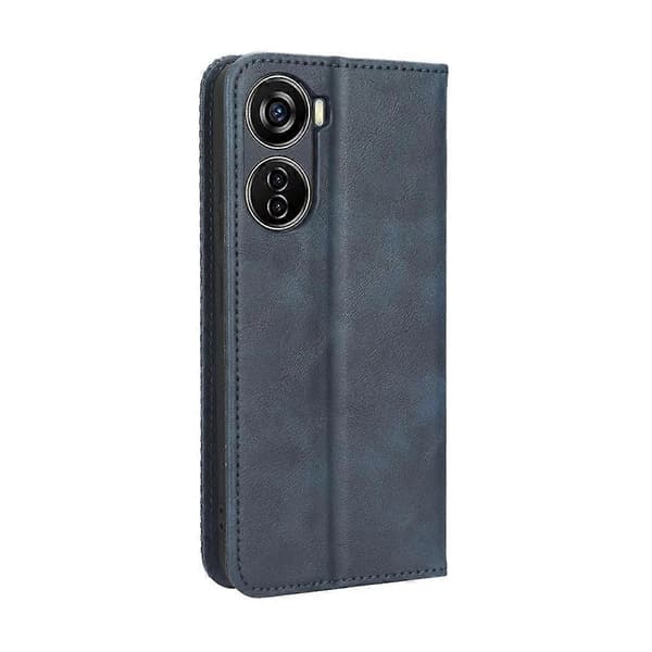 Kompatibelt med ZTE Blade V40 Design magnetiskt spänne retro textur läderfodral Blue