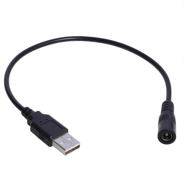 USB til DC strømkabel, DC5.5x2.1mm hunn USB hann DC5V strømforsyning ladeadapterkabel for USB-vifte/høyttaler Multicolor