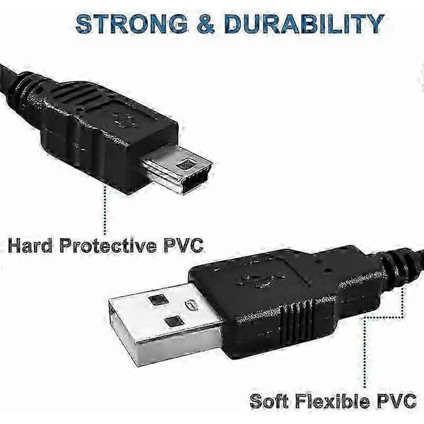 2 stk. USB PC-opladerkabel Strømledning til Texas Instruments TI-84 Plus CE, TI-84 Plus C Silver Edition, TI 89 Titanium, TI Nspire CX/TI Ns 5 5