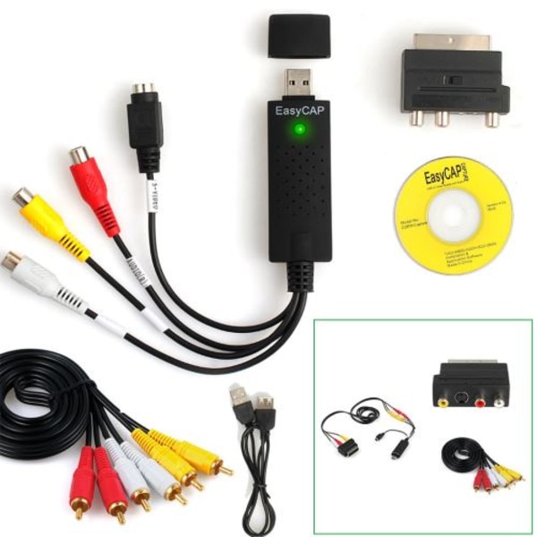 USB2.0 VHS til DVD Konverter Lyd Video Opptak Kit RCA Scart C