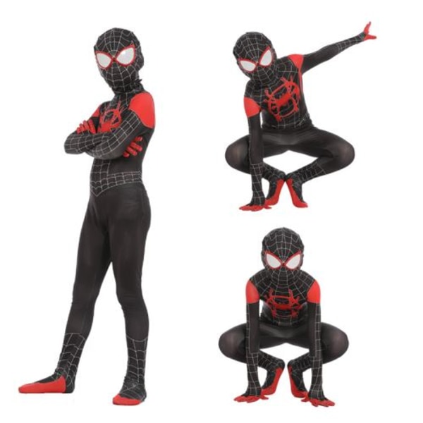 Spiderman Åtsittande Kläder med Liten Svart Spindel XL (130