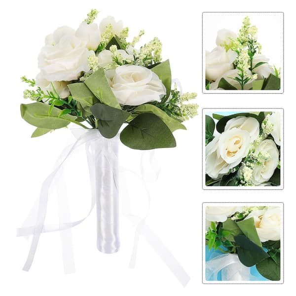 [LCS] Bryllupsbukett med kunstige blomster, vakker brudebukett