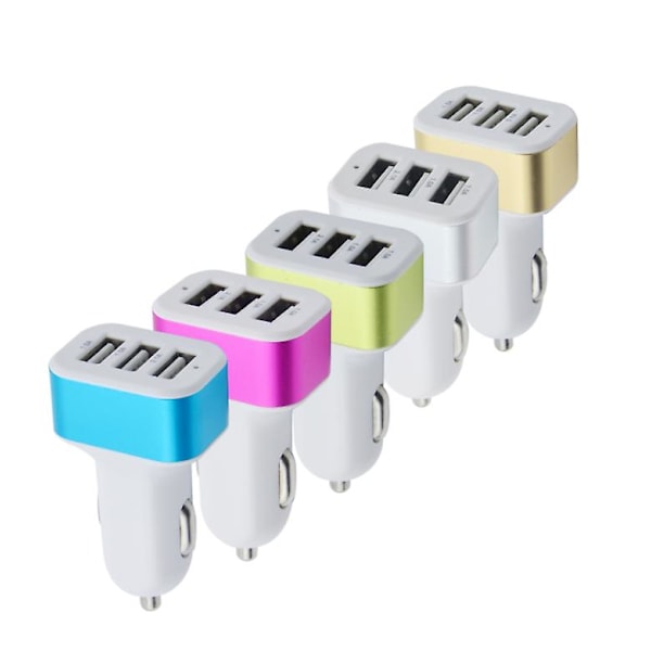 3 USB firkantet telefon biloplader black rose red