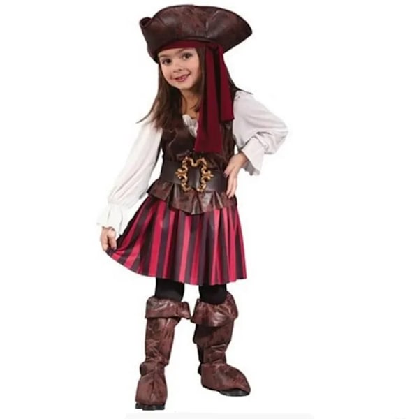 Jenter Elis Piratkaptein Cosplay Kostyme Barn Halloween Purim Karneval Festkjole Pirates Of The Caribbean Kapteinklær M Pink M