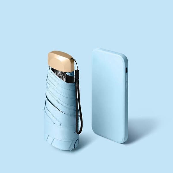 [LCS] Sammenfoldelig solparaply Lille lomme solskærm Bærbar parasol sommer light blue