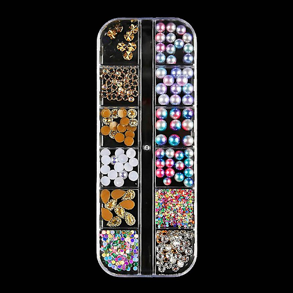 1 Eske Neglekunst Rhinestone Glitter 3d Negler Tips Smykker Edelstener Fingernegl Studs Krystallperler Dekor K