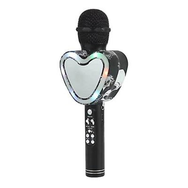 Hjärtformad trådlös bluetooth karaokemikrofon, 4 i 1 med led-ljus för ktv rose gold