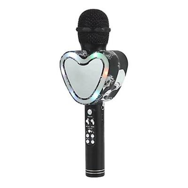 Hjerteformet trådløs bluetooth karaoke mikrofon, 4 i 1 med LED-lys til KTV red