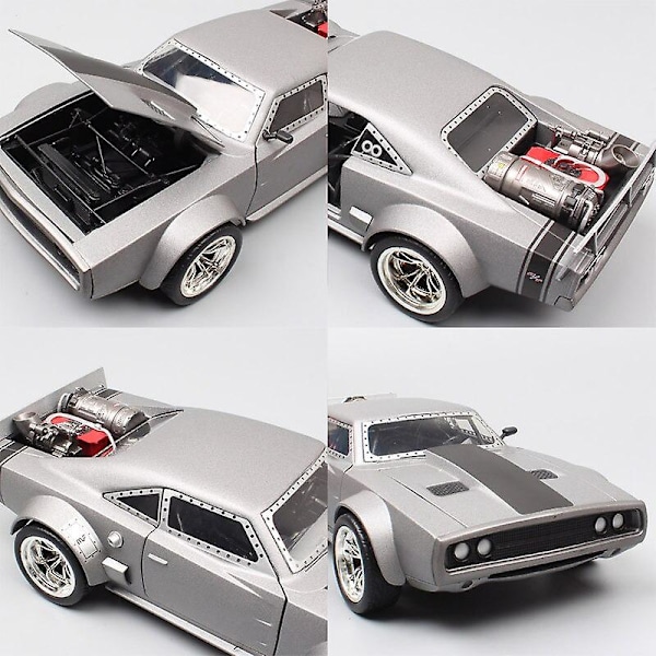 Kids 1/24 Scale 1968 Dodge Charger Ice Charger Ff Custom Model Car Diecasts & Toy Vehicles Dom's Muscle Race Car for Collection