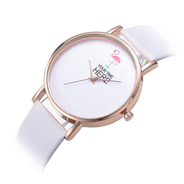 Casual Style Kvinnor Armbandsur Rose Watch Case Läderrem Quartz Watch