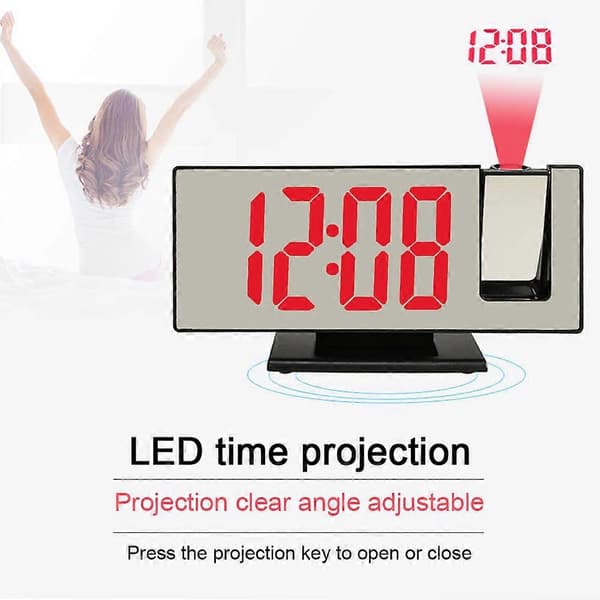 LED-projektionsklocka multifunktionell digital väckarklocka med USB-laddning digital klocka