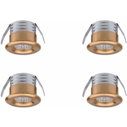 [LCS] Sæt med 4 Mini LED-indbyggede spotlights, 3 W, varm hvid guld DOPA