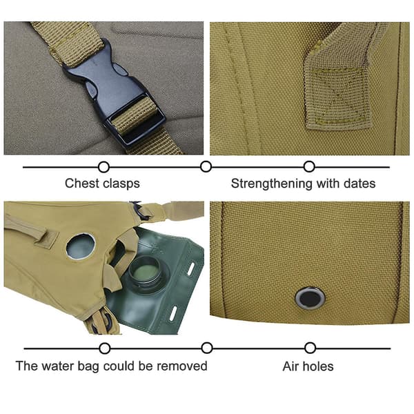 [LCS]3l Hydration Pack Eva Stor 900d Oxford Lettvekts Turvannpose Brown