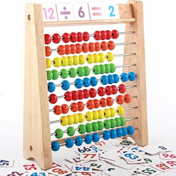 Träbarnpärlor Rainbow Abacus Aritmetisk Beräkning Pussel Operation Matteleksaker|Matteleksaker
