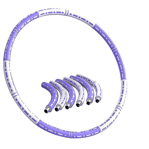 Hopfällbar Hula Hoop 95 cm viktad Fitness Exercise Hoop 6 knop white purple