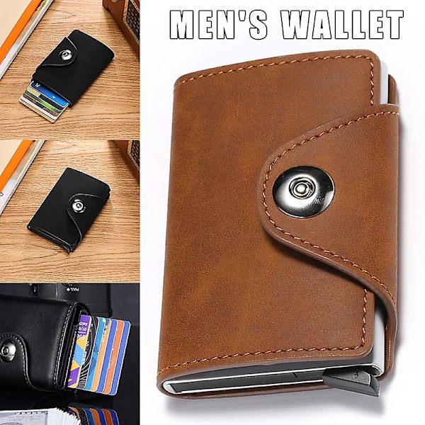 Kreditkortshållare Läder Bifold Plånbok Med Sedelfack Myntficka För Kort Kontanter Khaki