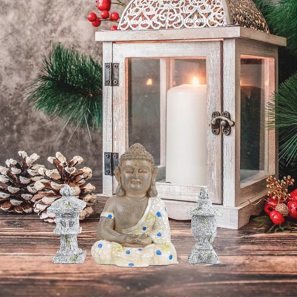 Buddha-figur tempelpynt til dekoration 2 stk. Zen-havehåndværk