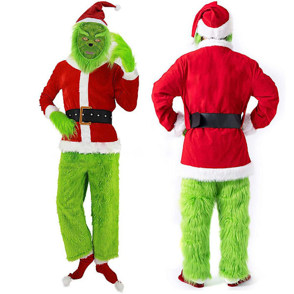 Grön Stor Monsterdräkt För Män 6 delar Vuxen Tomtedräkt Grön Outfit S