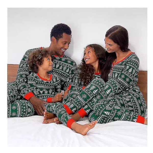 Jul Familj Julgran Tryck Pyjamas Matchande Set Kids 9T