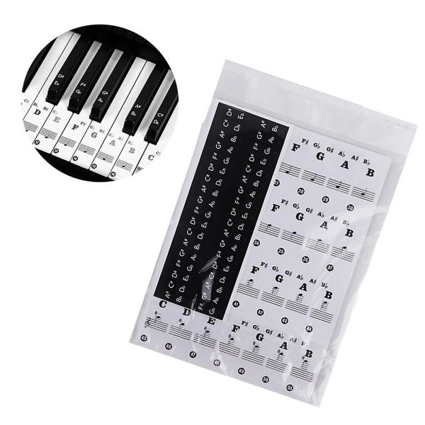 Pianoklaviaturklistermärken för 37/49/54/61/88 vita och svarta tangenter, musik elektroniska klaviaturklistermärken Black