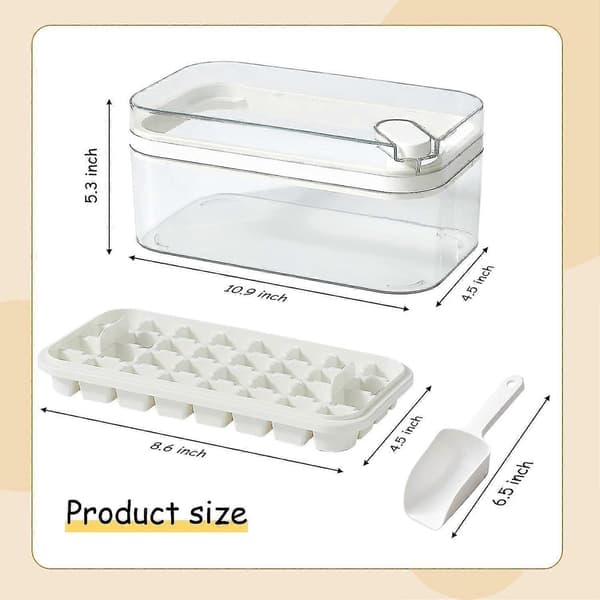 [LCS] Isbitsform med lock och behållare, 2-pack Lätt att släppa isbitsform för fryssäker, 64 st (grön) White