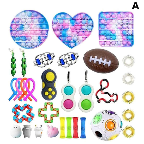 Fidget Leksaker Paket Stresslindring Och Anti-ångest Verktyg Simple Dimple Fidget Leksakspaket
