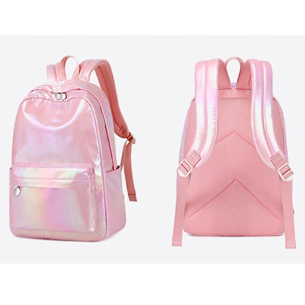 Laser vattentät laptop ryggsäck skolresor för kvinnor flicka Pink