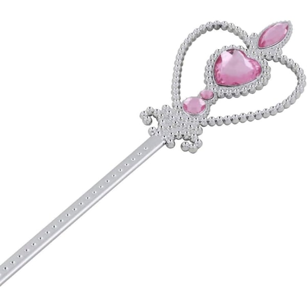 Prinsessan Elsas Kostymtillbehörssats för Barn, Inkluderar Fläta, Tiara, Handskar och Trollstav 6pcs - pink