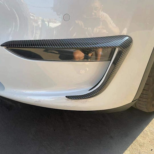 Matt svart kolfiber pärlvit för Tesla Model Y modifiering bil ompackning främre dimljus ögonbryn dekorera Matte black