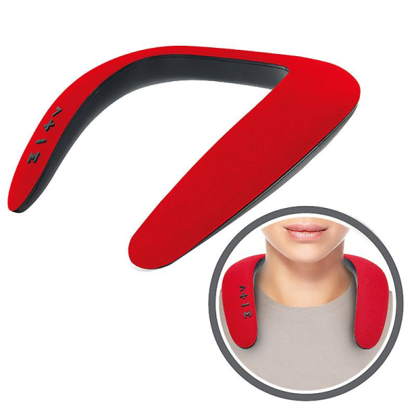 Nackbands Bluetooth-högtalare, Bärbar Trådlös Högtalare med 5D Stereoljud Red