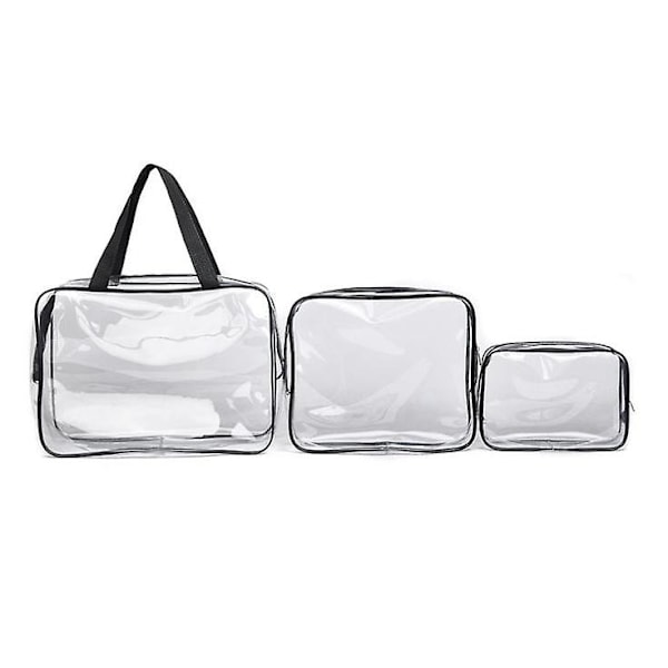 Kosmetikväska 3-delars Transparent Rese-kosmetikväskset Black Large