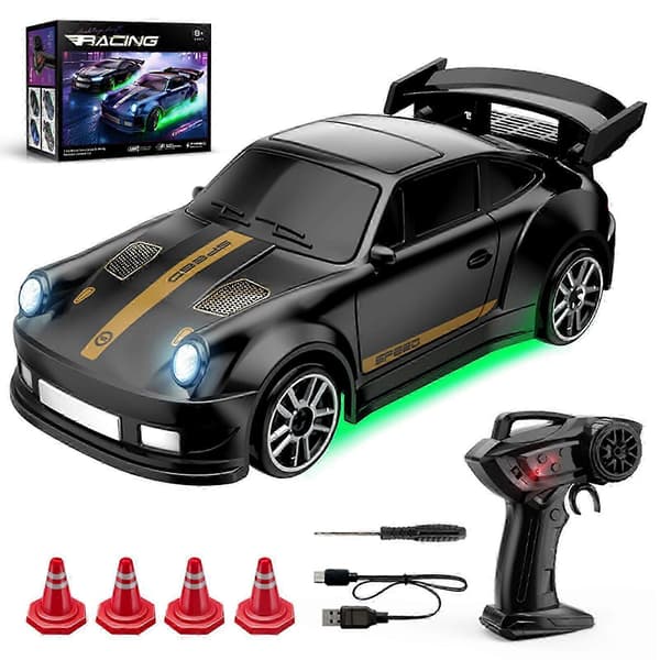 [LCS][LLC] Mini RC Driftbil 1/64 Skala Lastebil Fjernstyrt Firehjulsdrift Proporsjonal Black 1