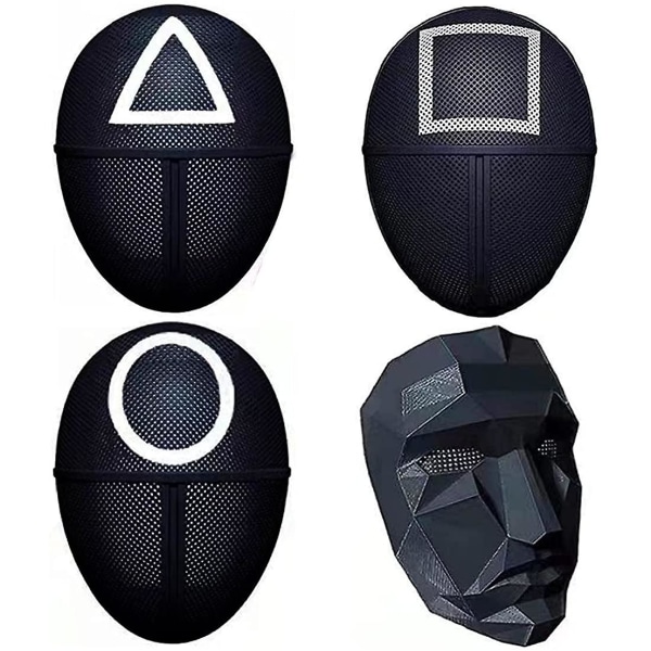 Tv Squid Game Black Mask Cosplay Round Six Square Circle Triangle Helmet Masks