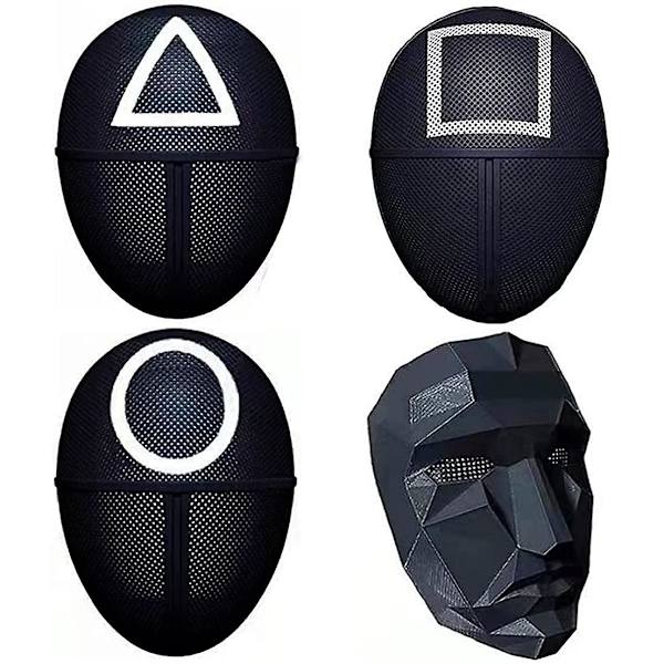 Tv Squid Game Svart Mask Cosplay Round Six Square Circle Triangle Hjälm Masker