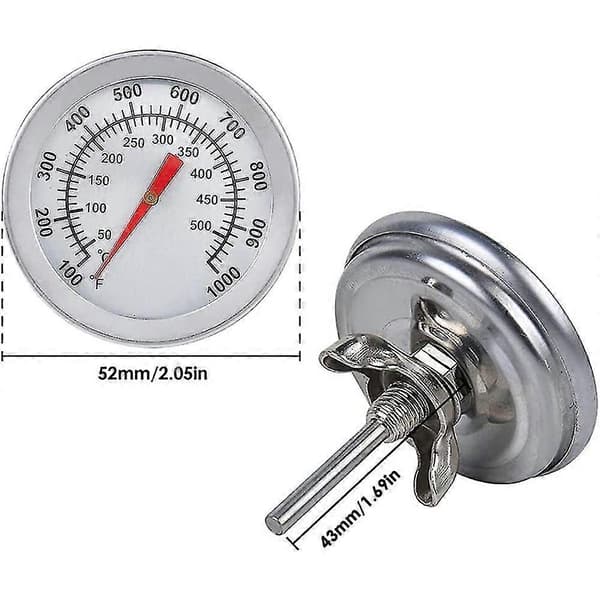 HJyang Grilltermometer, Ovntermometer i rustfrit stål Max 500c/1000f Analogt displaytermometer til ovn, pizzaovn, træovn TCA