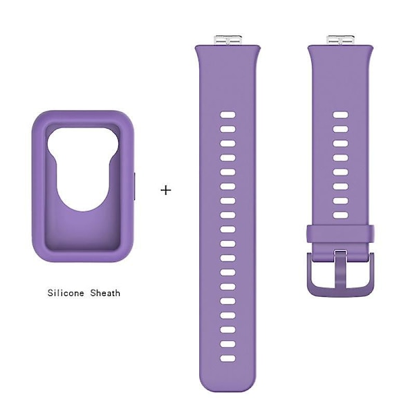 Silikonarmbånd for Huawei Watch Fit, Erstatningsarmbånd + Ripesikkert Klokkedeksel Lilla, Purp Style N Huawei Watch Fit Purple, Purple