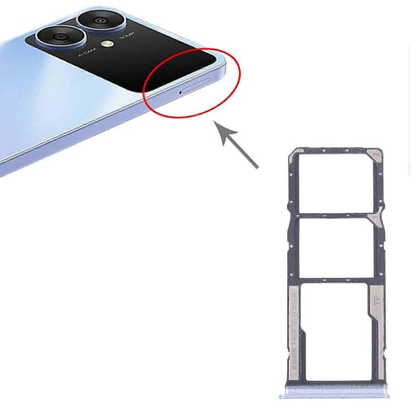 Til Xiaomi Poco M6 KOMPATIBEL SIM + SIM-kortbakke + Micro SD-kortbakke Blue