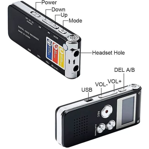 8GB digital ljudinspelare stereo högupplöst inspelningsutrustning
