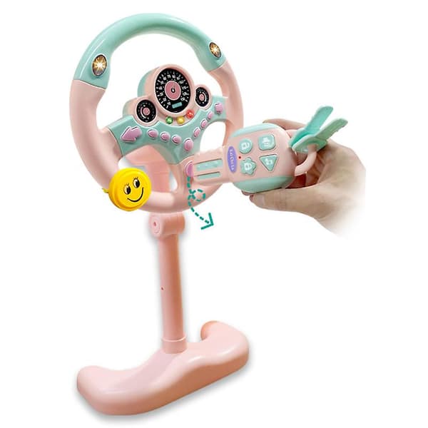 [LCS] Børneratlegetøj, co-pilot legetøjsrat med lys og musik pink set2
