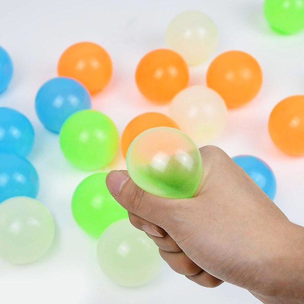 Luminous Balls Högstudsande Glödande Stressboll Klibbig Vägg Ångest Leksak Glöder i Mörkret 4.5cm