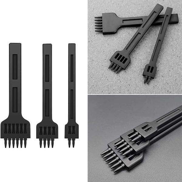 3 kpl Nahkarei'itystyökalu 4/5/6 mm Niitinvalmistussarja 2/4/6 Pyöreä Riviseos Teräksinen Piikkirei'itin