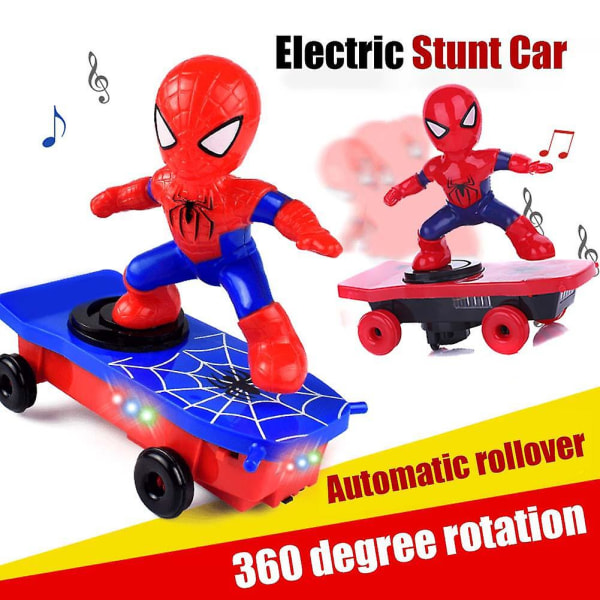 Barn elektrisk stuntleksak Automatisk Spider Man Rollover Stuntbilleksak Ny