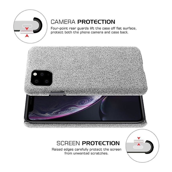 Stoffdeksel for iPhone 11 11pro Max Light Gray iPhone 11 Pro