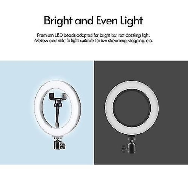 Rengasvalo 8 tuuman LED-täyttövalo USB-virtalähde Portaaton himmennys pallopäällä ja puhelinpidikkeellä