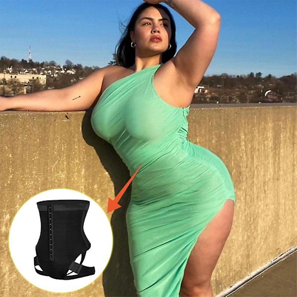 Cuff Mage Trener Dame Eksepsjonell Shapewear 2-i-1 Høy Midje Hofteløftende Bukser Svart
