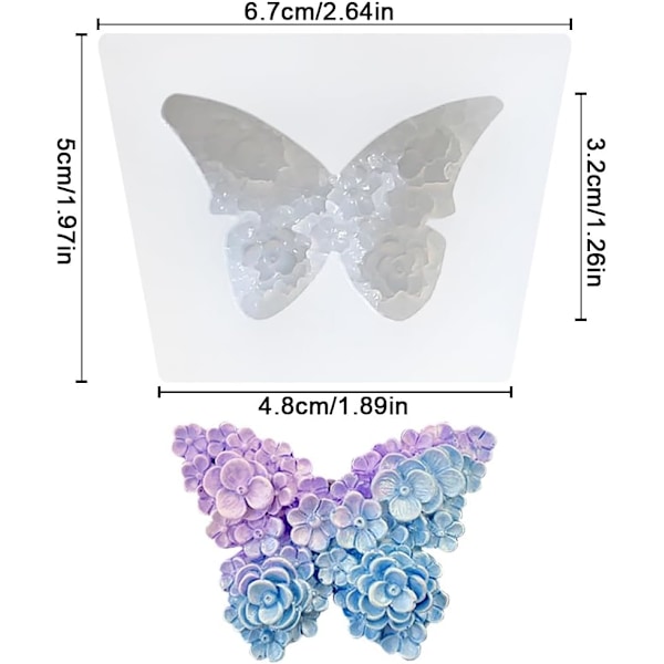 3D Blomst Sommerfugl Silikoneforme Epoxy Resin Forme Blomst Sommerfugl Lysforme til Lysfremstilling Silikoneform til DIY Duftlys