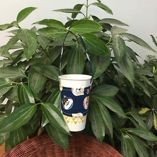 Japansk Hefeng Chaigou Hundhuvud Mjölkte-set Härligt Tecknat Vattenkoppset Handhållet Koppväska Dryck Portabel navy blue