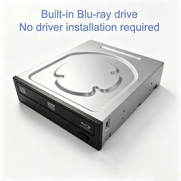 Intern Blu-Ray-brennerstasjon, 8X BD 16X DVD 48X CD-skriver for Windows 7/8/10/11 PC og Mac, spilling og arkivering Silver